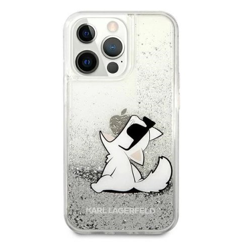 Etui Karl Lagerfeld Liquid Glitter Choupette Fun na iPhone 13 Pro Max 6,7" - srebrne Etui Karl Lagerfeld Liquid Glitter Choupette Fun na iPhone 13 Pro Max 6,7" - srebrne
