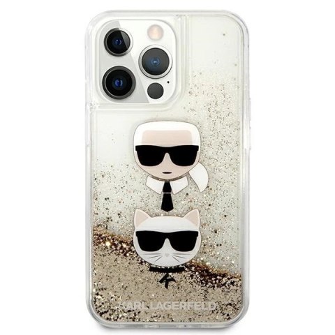 Etui Karl Lagerfeld Liquid Glitter Karl&Choupette Head na iPhone 13 Pro Max 6,7" - złote Etui Karl Lagerfeld Liquid Glitter Karl&Choupette Head na iPhone 13 Pro Max 6,7" - złote