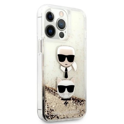 Etui Karl Lagerfeld Liquid Glitter Karl&Choupette Head na iPhone 13 Pro Max 6,7" - złote Etui Karl Lagerfeld Liquid Glitter Karl&Choupette Head na iPhone 13 Pro Max 6,7" - złote
