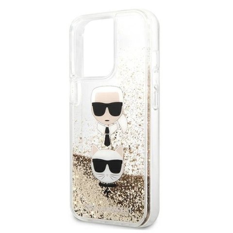 Etui Karl Lagerfeld Liquid Glitter Karl&Choupette Head na iPhone 13 Pro Max 6,7" - złote Etui Karl Lagerfeld Liquid Glitter Karl&Choupette Head na iPhone 13 Pro Max 6,7" - złote