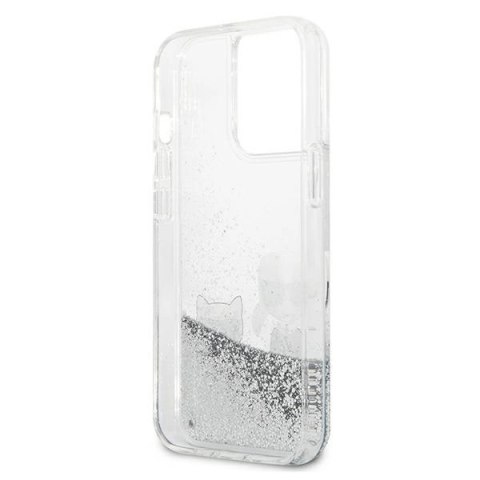 Etui Karl Lagerfeld Liquid Glitter Karl&Choupette na iPhone 13 Pro / 13 6,1" - srebrne Etui Karl Lagerfeld Liquid Glitter Karl&Choupette na iPhone 13 Pro / 13 6,1" - srebrne