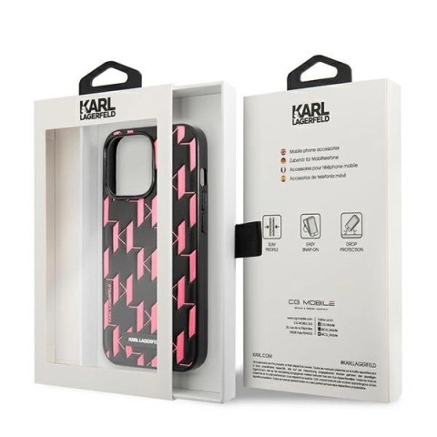 Etui Karl Lagerfeld Monogram Plaque na iPhone 13 Pro Max 6,7" - różowe Etui Karl Lagerfeld Monogram Plaque na iPhone 13 Pro Max 6,7" - różowe