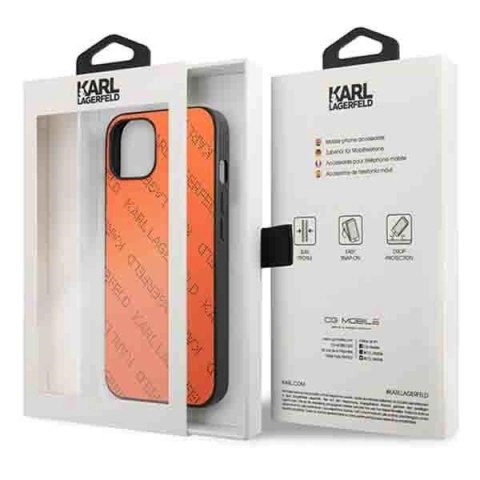 Etui Karl Lagerfeld Perforated Allover na iPhone 13 / 14 / 15 6,1" - pomarańczowe Etui Karl Lagerfeld Perforated Allover na iPhone 13 / 14 / 15 6,1" - pomarańczowe