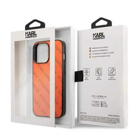 Etui Karl Lagerfeld Perforated Allover na iPhone 13 Pro Max 6,7" - pomarańczowe Etui Karl Lagerfeld Perforated Allover na iPhone 13 Pro Max 6,7" - pomarańczowe