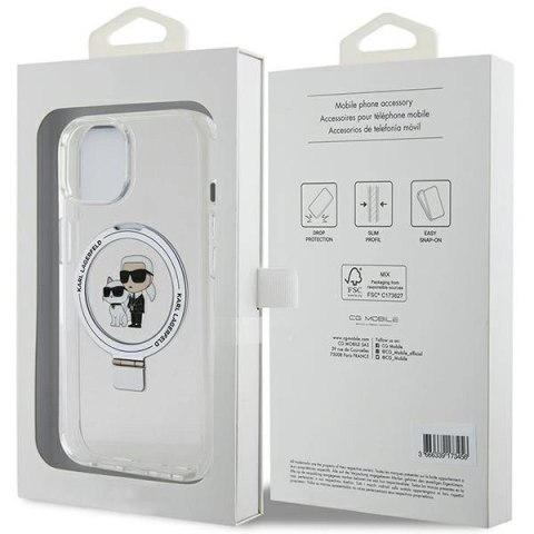 Etui Karl Lagerfeld Ring Stand Karl&Choupettte MagSafe na iPhone 15 Plus / 14 Plus 6.7" - białe Etui Karl Lagerfeld Ring Stand Karl&Choupettte MagSafe na iPhone 15 Plus / 14 Plus 6.7" - białe