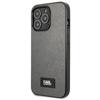 Etui Karl Lagerfeld Saffiano Plaque na iPhone 13 Pro / 13 6,1" - srebrne