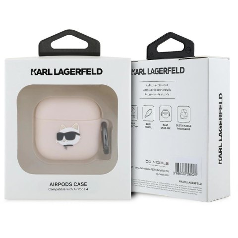 Etui Karl Lagerfeld Silicone Choupette Head 3D na AirPods 4 - różowe