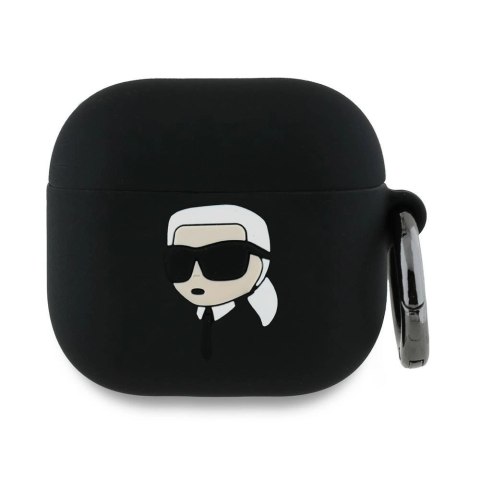 Etui Karl Lagerfeld Silicone Karl Head 3D na AirPods 4 - czarne Etui Karl Lagerfeld Silicone Karl Head 3D na AirPods 4 - czarne