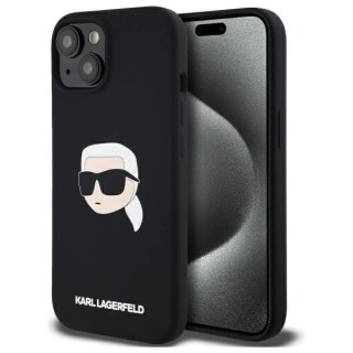 Etui Karl Lagerfeld Silicone Karl Head Print MagSafe na iPhone 15 6.1" - czarne