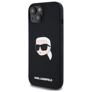 Etui Karl Lagerfeld Silicone Karl Head Print MagSafe na iPhone 15 6.1" - czarne