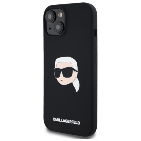 Etui Karl Lagerfeld Silicone Karl Head Print MagSafe na iPhone 15 6.1" - czarne