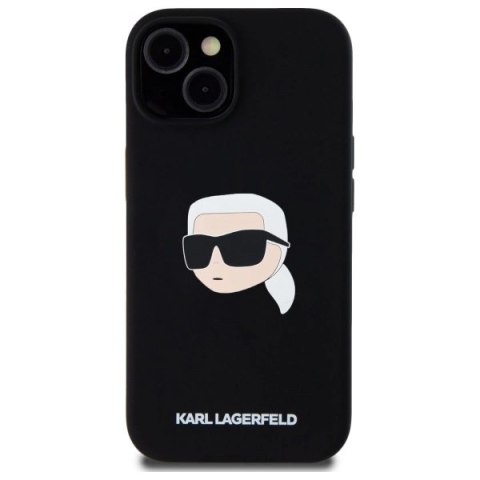 Etui Karl Lagerfeld Silicone Karl Head Print MagSafe na iPhone 15 6.1" - czarne