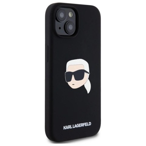 Etui Karl Lagerfeld Silicone Karl Head Print MagSafe na iPhone 15 6.1" - czarne