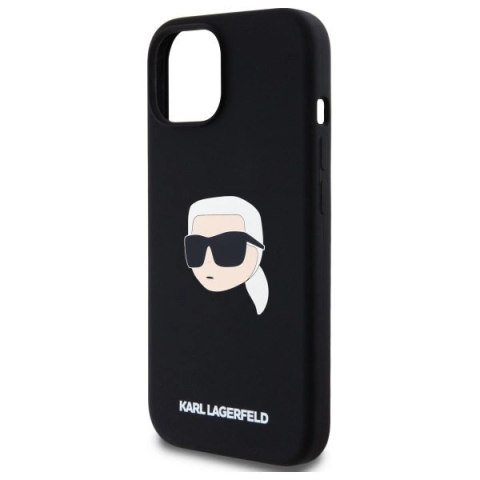 Etui Karl Lagerfeld Silicone Karl Head Print MagSafe na iPhone 15 6.1" - czarne