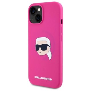 Etui Karl Lagerfeld Silicone Karl Head Print MagSafe na iPhone 15 6.1" - fuksja