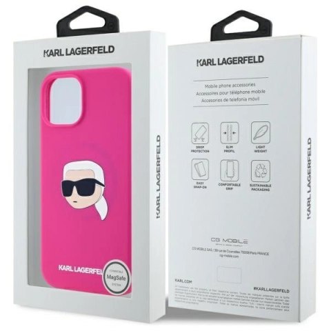 Etui Karl Lagerfeld Silicone Karl Head Print MagSafe na iPhone 15 6.1" - fuksja Etui Karl Lagerfeld Silicone Karl Head Print MagSafe na iPhone 15 6.1" - fuksja