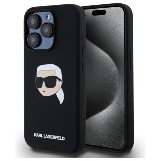 Etui Karl Lagerfeld Silicone Karl Head Print MagSafe na iPhone 15 Pro 6.1" - czarne