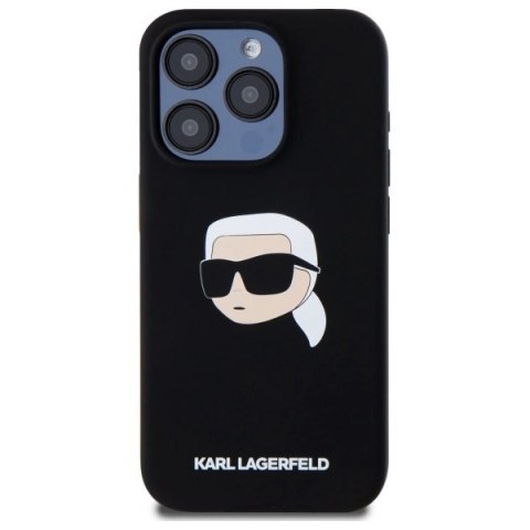 Etui Karl Lagerfeld Silicone Karl Head Print MagSafe na iPhone 15 Pro 6.1" - czarne