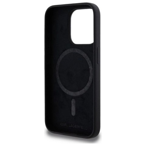 Etui Karl Lagerfeld Silicone Karl Head Print MagSafe na iPhone 15 Pro 6.1" - czarne