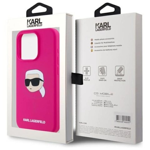 Etui Karl Lagerfeld Silicone Karl Head Print MagSafe na iPhone 15 Pro 6.1" - fuksja Etui Karl Lagerfeld Silicone Karl Head Print MagSafe na iPhone 15 Pro 6.1" - fuksja