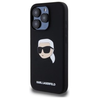 Etui Karl Lagerfeld Silicone Karl Head Print MagSafe na iPhone 15 Pro Max 6.7" - czarne
