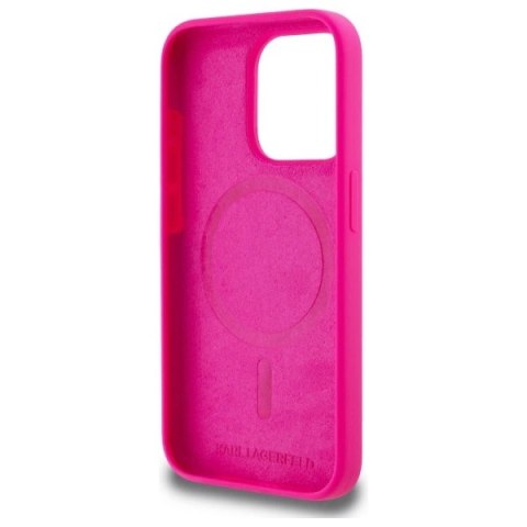 Etui Karl Lagerfeld Silicone Karl Head Print MagSafe na iPhone 15 Pro Max 6.7" - fuksja