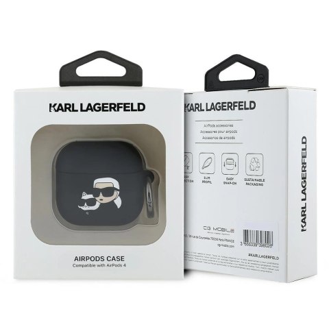 Etui Karl Lagerfeld Silicone Karl&Chaupette Head 3D na AirPods 4 - czarne Etui Karl Lagerfeld Silicone Karl&Chaupette Head 3D na AirPods 4 - czarne