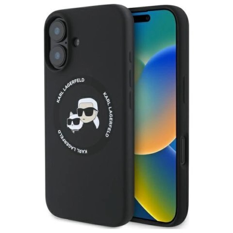 Etui Karl Lagerfeld Silicone Karl&Choupette Heads MagSafe na iPhone 16 6.1" - czarne Etui Karl Lagerfeld Silicone Karl&Choupette Heads MagSafe na iPhone 16 6.1" - czarne