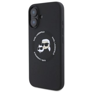 Etui Karl Lagerfeld Silicone Karl&Choupette Heads MagSafe na iPhone 16 6.1" - czarne