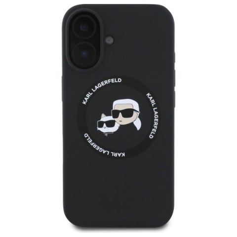Etui Karl Lagerfeld Silicone Karl&Choupette Heads MagSafe na iPhone 16 6.1" - czarne Etui Karl Lagerfeld Silicone Karl&Choupette Heads MagSafe na iPhone 16 6.1" - czarne