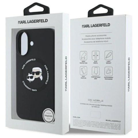Etui Karl Lagerfeld Silicone Karl&Choupette Heads MagSafe na iPhone 16 6.1" - czarne Etui Karl Lagerfeld Silicone Karl&Choupette Heads MagSafe na iPhone 16 6.1" - czarne