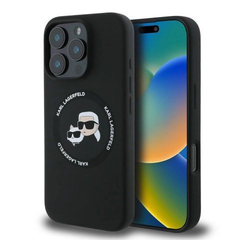 Etui Karl Lagerfeld Silicone Karl&Choupette Heads MagSafe na iPhone 16 Pro 6.3" - czarne Etui Karl Lagerfeld Silicone Karl&Choupette Heads MagSafe na iPhone 16 Pro 6.3" - czarne