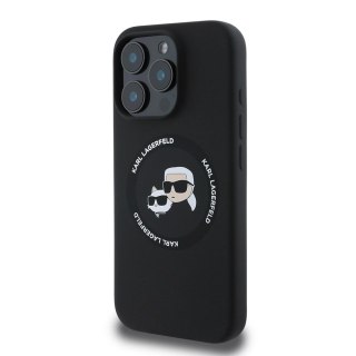 Etui Karl Lagerfeld Silicone Karl&Choupette Heads MagSafe na iPhone 16 Pro 6.3" - czarne