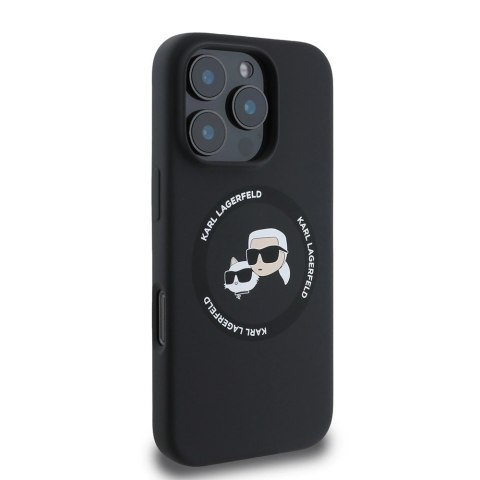 Etui Karl Lagerfeld Silicone Karl&Choupette Heads MagSafe na iPhone 16 Pro 6.3" - czarne Etui Karl Lagerfeld Silicone Karl&Choupette Heads MagSafe na iPhone 16 Pro 6.3" - czarne