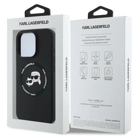 Etui Karl Lagerfeld Silicone Karl&Choupette Heads MagSafe na iPhone 16 Pro 6.3" - czarne Etui Karl Lagerfeld Silicone Karl&Choupette Heads MagSafe na iPhone 16 Pro 6.3" - czarne