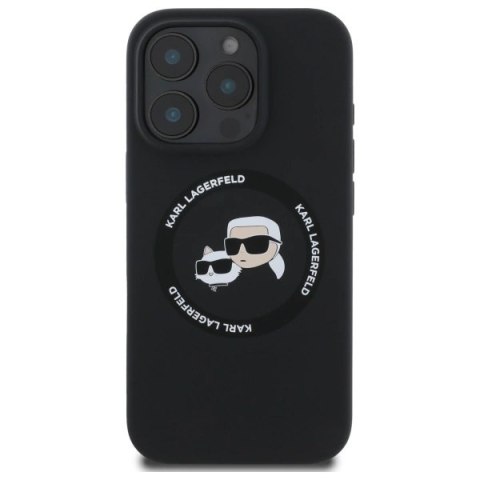 Etui Karl Lagerfeld Silicone Karl&Choupette Heads MagSafe na iPhone 16 Pro Max 6.9" - czarne
