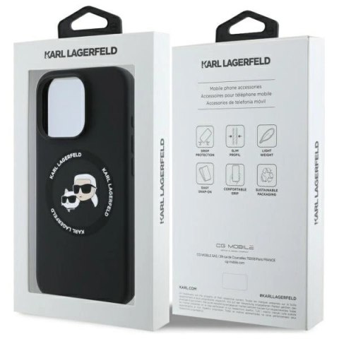 Etui Karl Lagerfeld Silicone Karl&Choupette Heads MagSafe na iPhone 16 Pro Max 6.9" - czarne