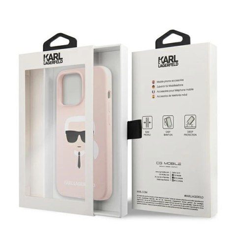 Etui Karl Lagerfeld Silicone Karl`s Head na iPhone 13 Pro / 13 6,1" - jasnoróżowe Etui Karl Lagerfeld Silicone Karl`s Head na iPhone 13 Pro / 13 6,1" - jasnoróżowe