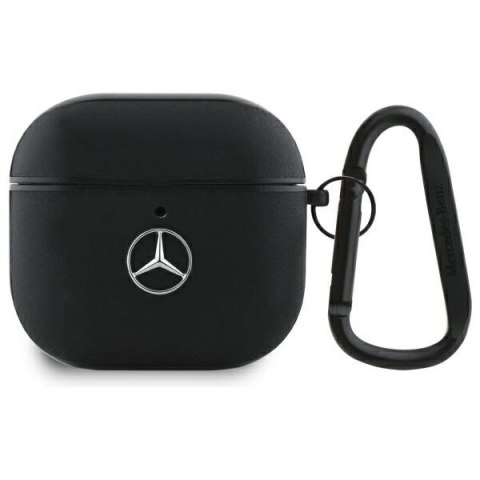 Etui Mercedes Leather Metal Logo na AirPods 4 - czarne Etui Mercedes Leather Metal Logo na AirPods 4 - czarne