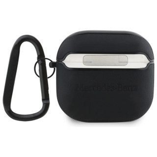 Etui Mercedes Leather Metal Logo na AirPods 4 - czarne