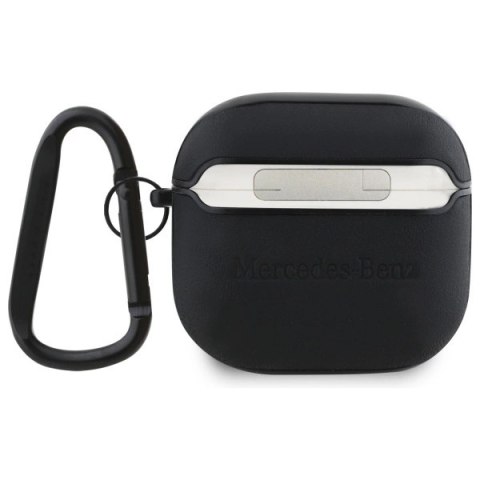 Etui Mercedes Leather Metal Logo na AirPods 4 - czarne Etui Mercedes Leather Metal Logo na AirPods 4 - czarne