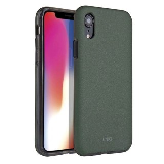 Etui UNIQ Lithos na iPhone Xr - oliwkowe
