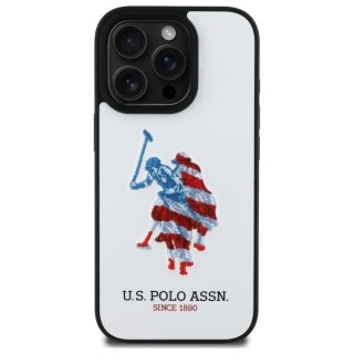 Etui US Polo Leather Big DH American Flag na iPhone 15 Pro Max 6,7" - białe
