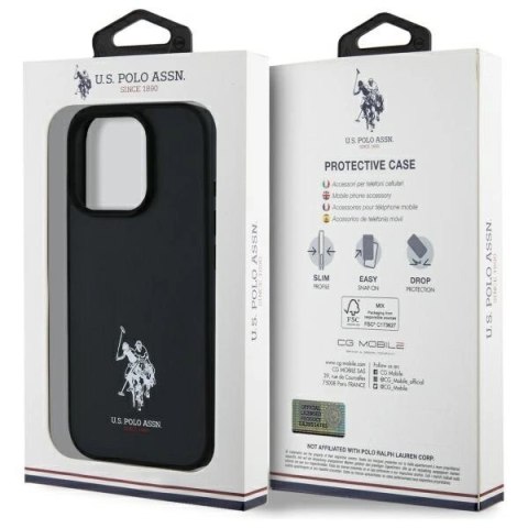 Etui US Polo Leather Embroidered DH Color na iPhone 15 Pro Max 6,7" - czarne Etui US Polo Leather Embroidered DH Color na iPhone 15 Pro Max 6,7" - czarne