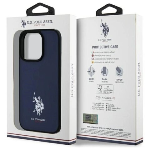 Etui US Polo Leather Embroidered DH Color na iPhone 15 Pro Max 6,7" - granatowe Etui US Polo Leather Embroidered DH Color na iPhone 15 Pro Max 6,7" - granatowe