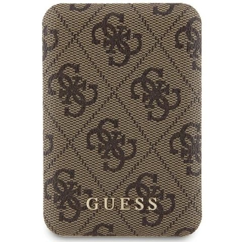 Powerbank indukcyjny Guess 4G Leather Metal Logo MagSafe 15W 5000mAh - brązowy Powerbank indukcyjny Guess 4G Leather Metal Logo MagSafe 15W 5000mAh - brązowy