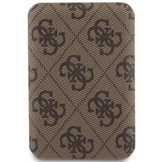Powerbank indukcyjny Guess 4G Leather Metal Logo MagSafe 15W 5000mAh - brązowy