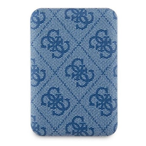 Powerbank indukcyjny Guess 4G Leather Metal Logo MagSafe 15W 5000mAh - niebieski