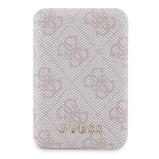 Powerbank indukcyjny Guess 4G Leather Metal Logo MagSafe 15W 5000mAh - różowy