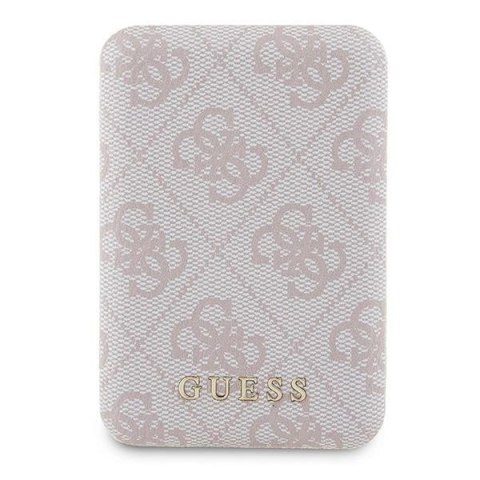 Powerbank indukcyjny Guess 4G Leather Metal Logo MagSafe 15W 5000mAh - różowy Powerbank indukcyjny Guess 4G Leather Metal Logo MagSafe 15W 5000mAh - różowy